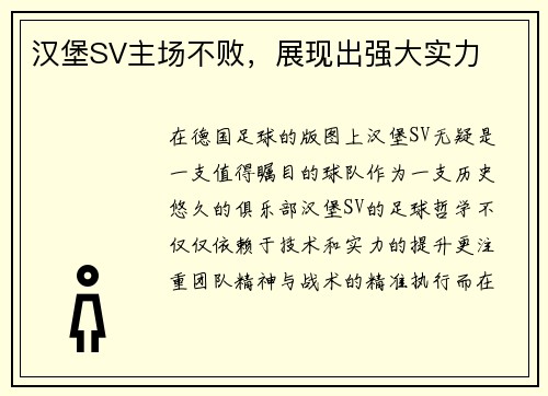 汉堡SV主场不败，展现出强大实力