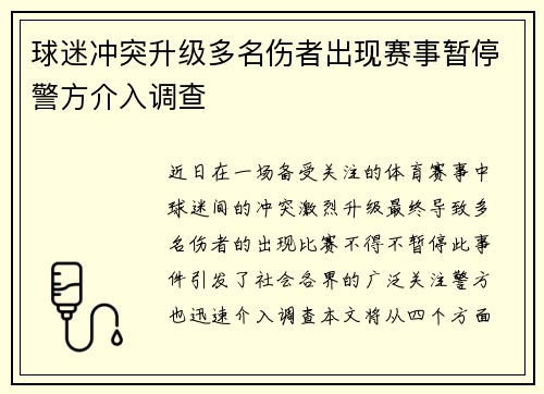 球迷冲突升级多名伤者出现赛事暂停警方介入调查